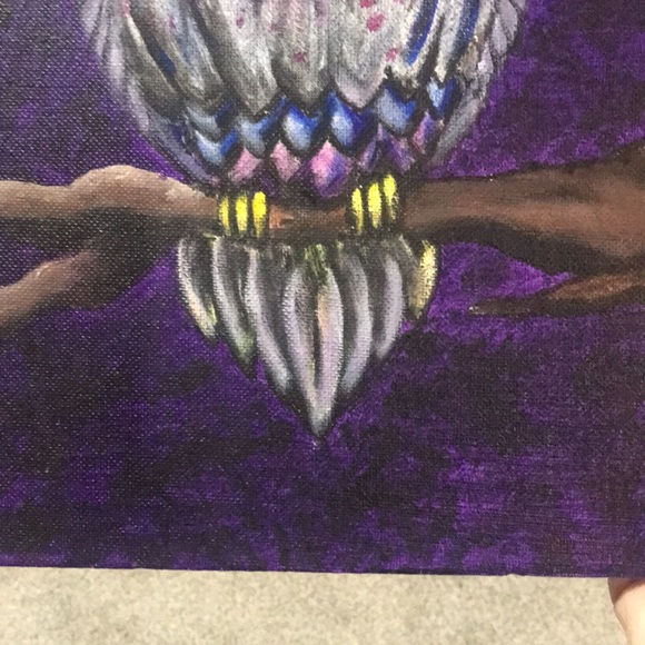 Original boho owl 12"* 9" acrylic on canvas - Picture 4 of 5